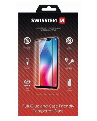 Swissten sklo Full glue, Color Frame, Case Friendly Apple iPhone 15 černé