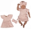 Žebrované sukničkobody s mašlí + čelenka 2D Girl Z&Z, pudrová, vel. 86; 86 (12-18m)