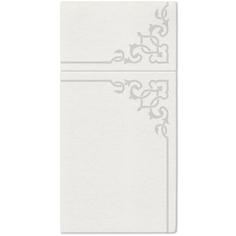 Sáčky na příbory PAW AIRLAID 40x40 cm Elegant Frame Silver, 25 ks/bal