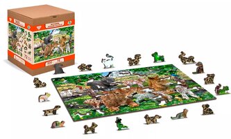 WOODEN CITY Dřevěné puzzle Školka na farmě 2v1, 300 dílků EKO