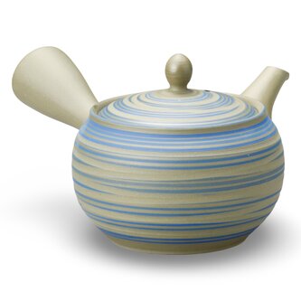 Japonská keramická konvice Kyusu modré proužky  340 ml
