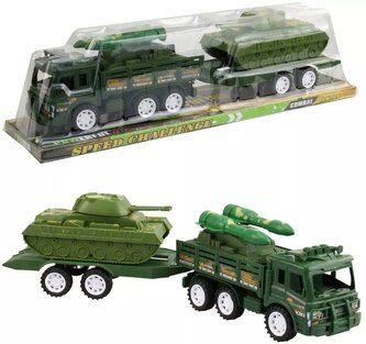 Auto army set s přívěsem a tankem vojenská technika