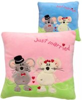 PLYŠ Polštářek myšky Love 25x25cm Just Married 2 barvy