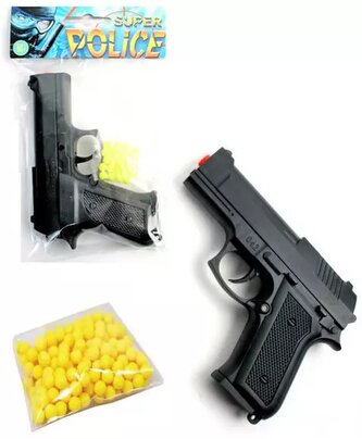 Pistole kuličkovka 13cm policejní revolver na kuličky set s náboji plast