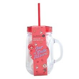 Bubble T Cosmetics Sklenice s brčkem plná šumivých bomb do koupele - ibišek (Mason Jar-Hibiscus) 10 x 20 g woman