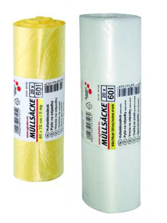 Schüller Eh'klar Sáčky na odpad, 60 litrů, 63 x 78 cm, 20 ks v roli, 15 my