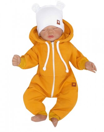 Z&Z Dětský teplákový overálek s kapucí, hořčicový, vel. 74; 74 (6-9m)
