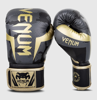 Boxerské rukavice Venum Elite tmavě zlatý maskáč Barva: tmavě zlatný maskáč, Velikost: 16oz