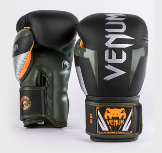 Boxerské rukavice Venum Elite černá/stříbrná/khaki Velikost: 10oz