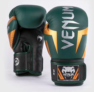 Boxerské rukavice Venum Elite zelená/bronze/stříbrná Barva: tmavě zlatný maskáč, Velikost: 10oz
