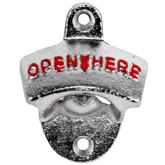 Nástěnný otvírák lahví - stříbrný