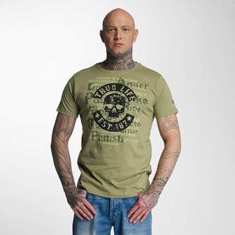 Tričko Thug Life No Reason - olivové, S