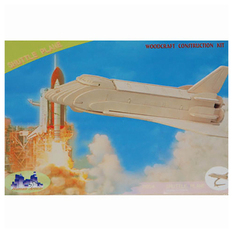 3D dřevěné puzzle Woodcraft Raketoplán - hnědé