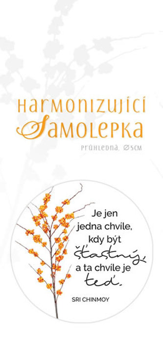 Harmonizující samolepka průhledná Je jen jedna chvíle, kdy být šťastný a ta chvíle je teď. průměr 5 cm