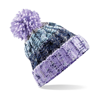 Čepice s bambulí Beechfield Corkscrew Beanie - fialová-šedá