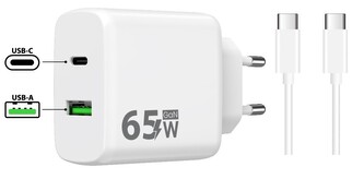 Síťová nabíječka GaN PD 65W- Type C to Type C (Bílá)