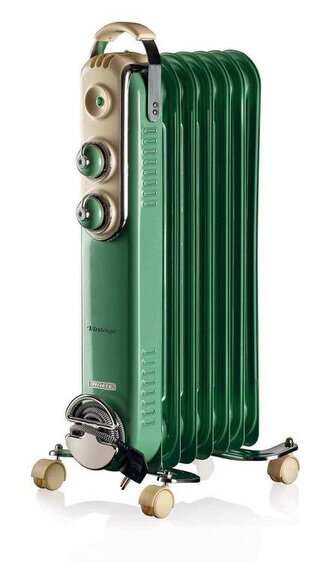 Ariete Vintage oil Radiator with 7 Element 837/04, zelený