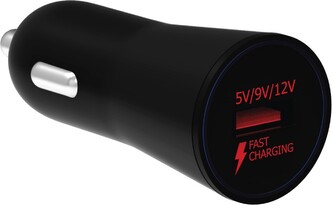 Autonabíječka Fast 1xUSB-Quick Charge 3.0 5V-9V-12V (Bez kabelu) (Černá)