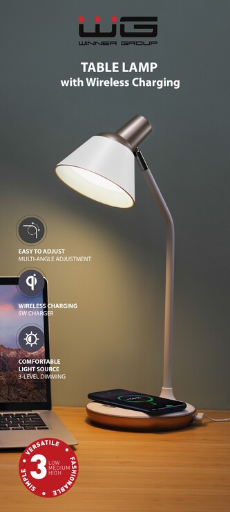 Led lampa s bezdrátovým nabíjením W21A (Bílá)