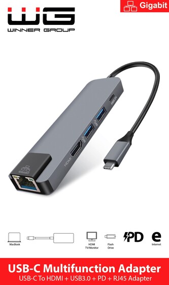 Type-C HUB/HDMI/RJ45/USB3.0/ (hliník)