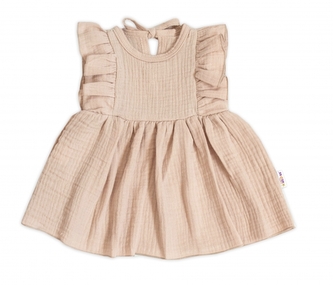 Baby Nellys Lehké mušelínové šatičky, béžové, vel. 104; 104 (3-4r)