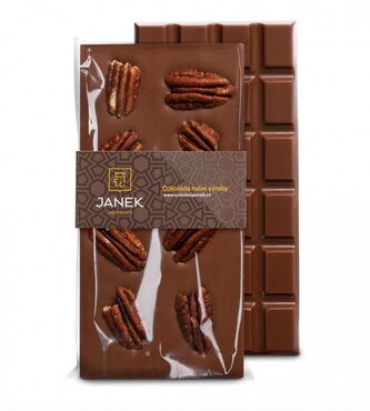 Čokoládovna Janek JANEK 34% Mléčná čokoláda s pekanovými ořechy 95g