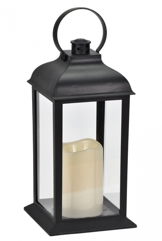 Plastová LED lucerna černá 28,5x14x14 cm