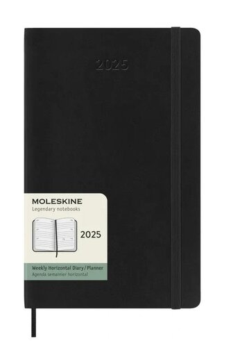 Moleskine Horizontální týdenní diář 2025 měkký černý L