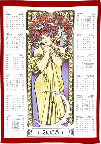Kalendář textilní, Alfons Mucha - Lygie 2025 S hůlkou