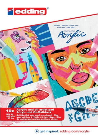 Blok pohlednic EDDING Acrylic A4, 10 listů, bílý