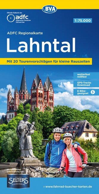ADFC-Regionalkarte Lahntal, 1:75.000, mit Tagestourenvorschlägen, reiß- und wetterfest, E-Bike-geeignet, mit Knotenpunkten, GPS-
