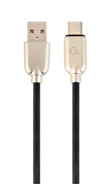 Kabel CABLEXPERT USB 2.0 AM na Type-C kabel (AM/CM), 2m, pogumovaný, černý, blister, PREMIUM QUALITY
