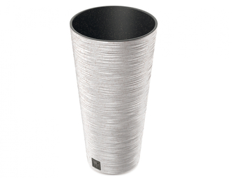 Obal na květník FURU SLIM ECO WOOD 2v1 plastový d25x48cm
