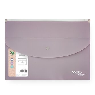 Spoko ReLeaf obálka se zipem, kapsa s drukem, A4, PP, SoftTouch, fialová