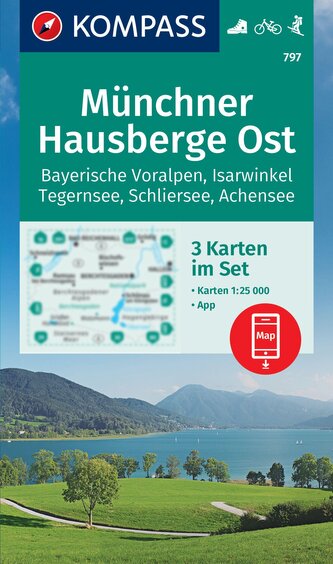 KOMPASS Wanderkarten-Set 797 Münchner Hausberge Ost, Bayerische Voralpen, Isarwinkel, Tegernsee, Schliersee, Achensee (3 Karten)