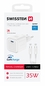 SWISSTEN SÍŤOVÝ ADAPTÉR GaN 1x USB-C 35W POWER DELIVERY BÍLÝ + DATOVÝ KABEL USB-C/USB-C 1,2 M BÍLÝ