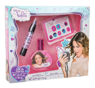 Disney Violetta toaletní voda 30 ml + oční stíny 2,1 g + samolepky na nehty