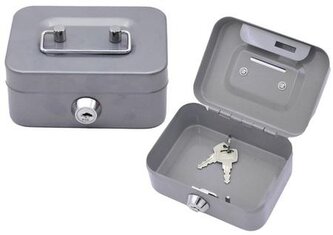 Skarbonka schowek zamykana 2 klucze metal szara Skarbonka schowek zamykana 2 klucze metal szara