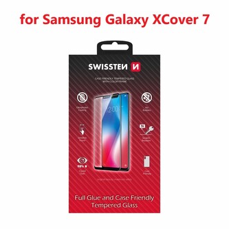 SKLO SWISSTEN FULL GLUE, COLOR FRAME, CASE FRIENDLY PRO SAMSUNG GALAXY XCOVER 7 ČERNÉ