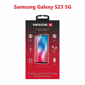 SKLO SWISSTEN FULL GLUE, COLOR FRAME, CASE FRIENDLY PRO SAMSUNG S911 GALAXY S23 5G ČERNÉ