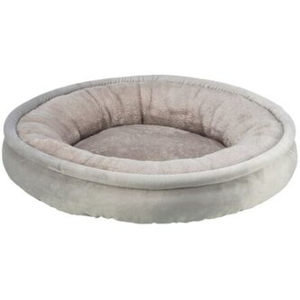 Kulatý sametový pelech EMMI, s okrajem, světlešedá - ø 65 cm