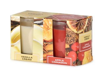 Emocio Sklo 52x65 mm 2 ks v krabičce Vanilla Cream & Apple Cinnamon, vonná svíčka