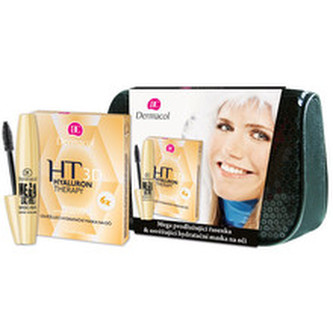 Dermacol Mega Lashes řasenka Mega Lashes 13 ml + maska na oči Hyaluron Therapy 3D 6 x 6 g + taška