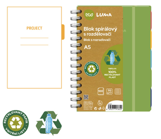 Blok spirála A5 s rozdělovači 100l ECO LUMA