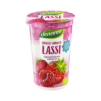 Nápoj jogurtový lassi s jahodovo-malinovým pyré 250 ml BIO   DENNREE