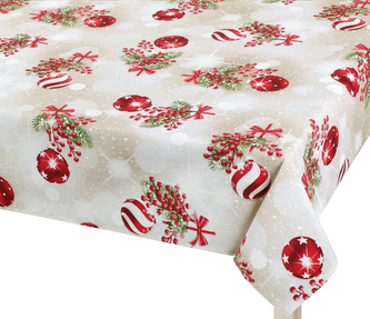 Ubrus  VÁNOCE - Koule a cesmína - 100x100 cm