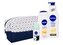 Nivea Care & Orange sprchový gel Care & Orange 250 ml + zpevňující tělové mléko Q10 Energy+ 400 ml + antiperspirant Invisible For Black & White Fresh 50 ml + taška