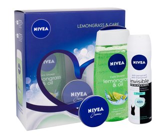 Nivea Lemongrass & Oil sprchový gel Lemongrass & Oil 250 ml + anti-perspirant Invisible For Black & White Fresh 150 ml + Nivea Creme 30 ml