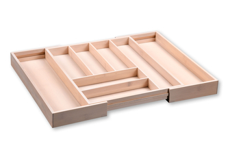 KESPER Zásobník na příbory, příborník rozkládací, bambus bílá glazura, 35-37 x 43 x 5cm