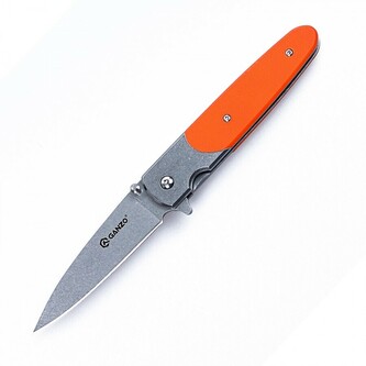 Ganzo Knife G743-2-OR vreckový nôž 8,7 cm, Stonewash, oranžová, G10, oceľ